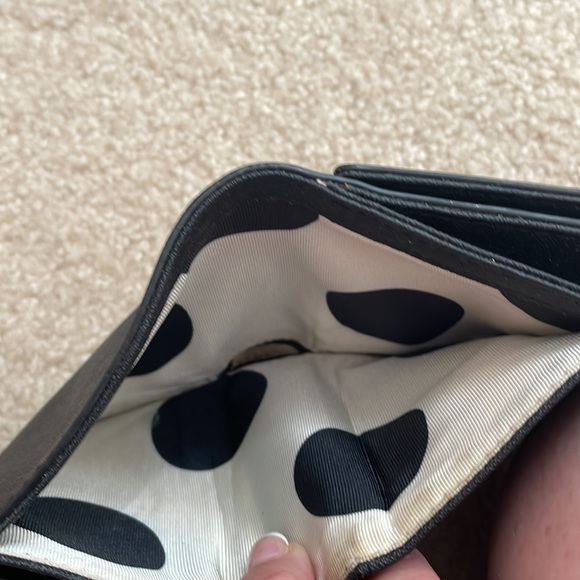 Kate Spade black nylon wallet with black polka dot interior. - Picture 3 of 4